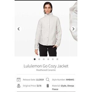 Lululemon Go Cozy Jacket size 10 heathered ceramic